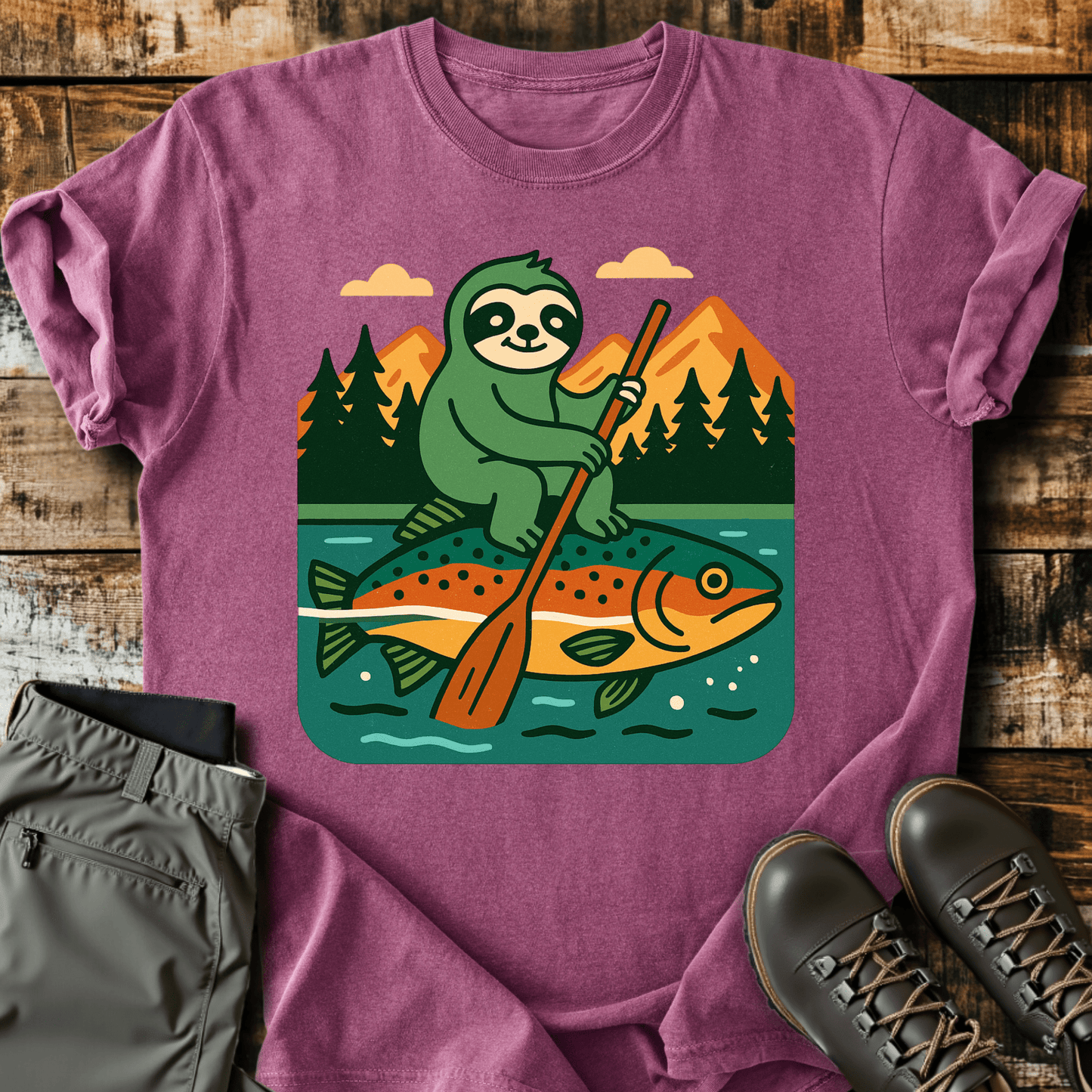 Kayaking Sloth T-Shirt