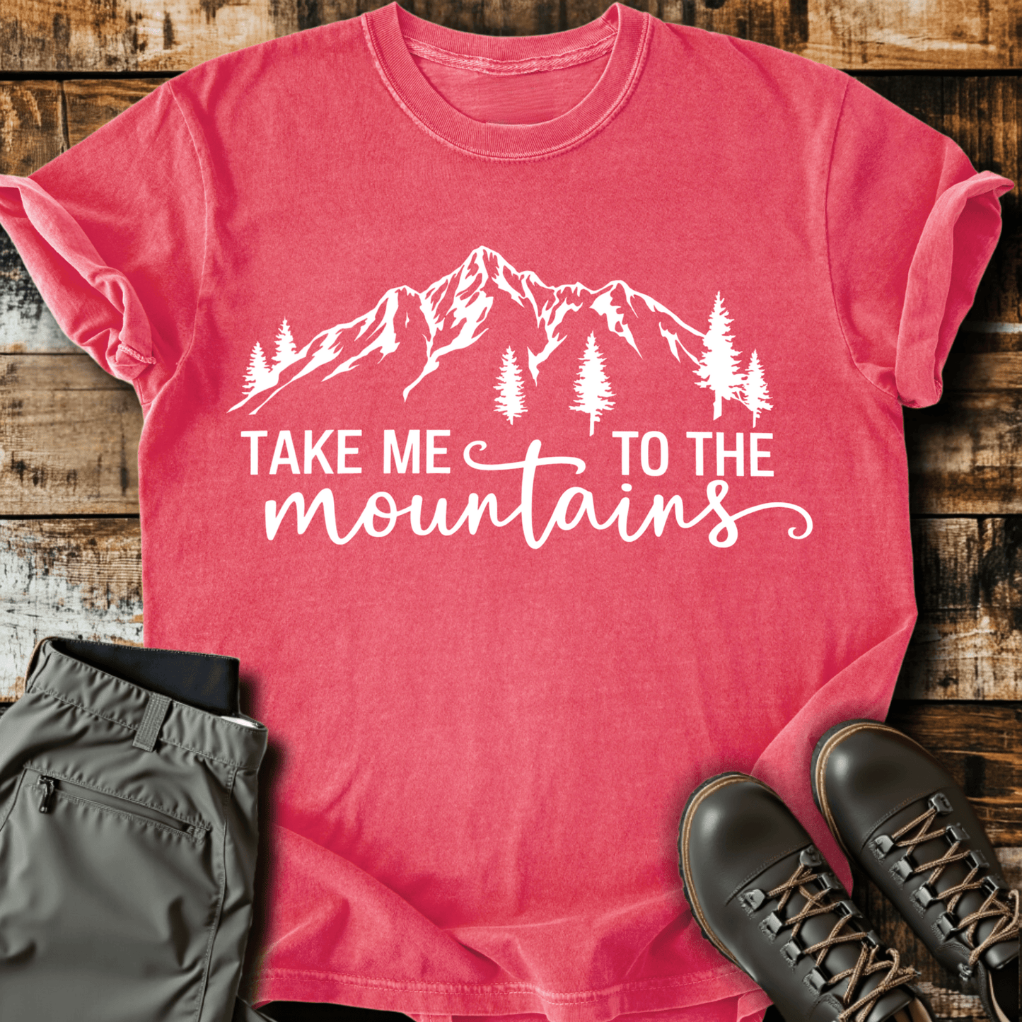 Take Me To The Mountains Script T-Shirt