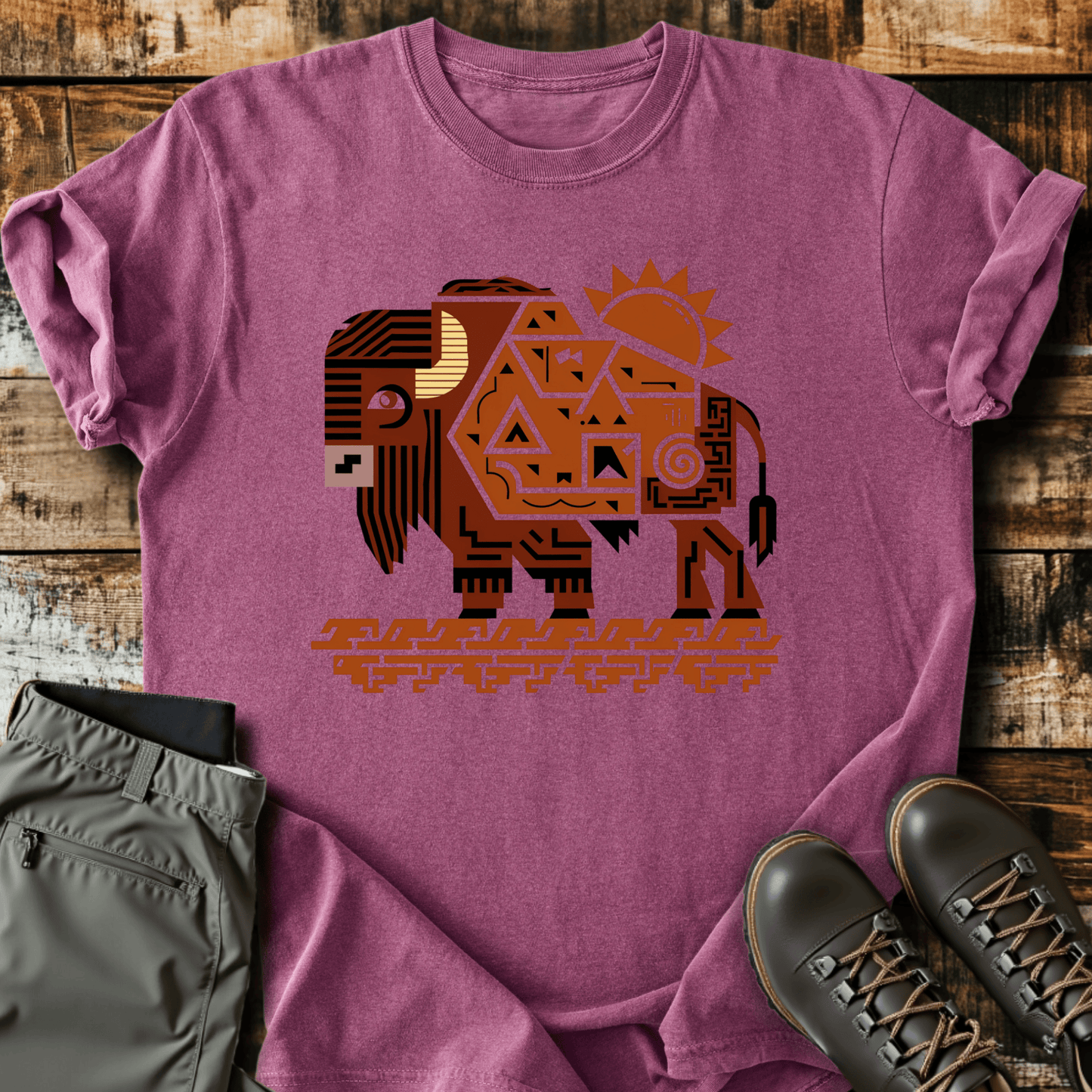 Geometric Bison T-Shirt