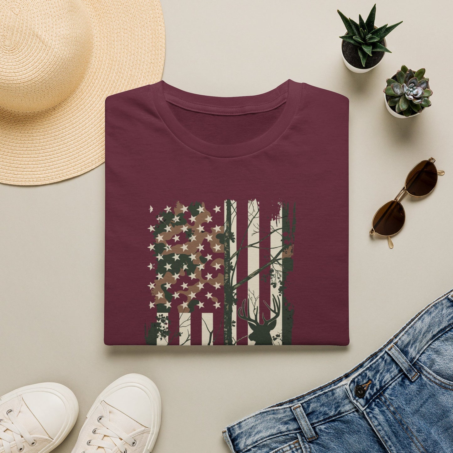 Stag American Flag T-Shirt