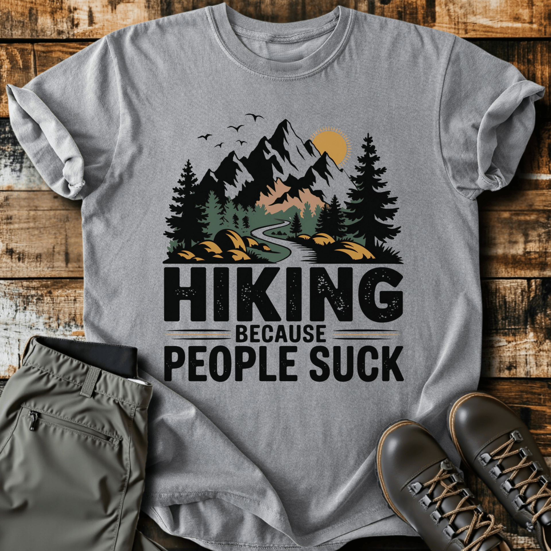 Hiking Because People Suck T-shirt – Sloth Hiking Club