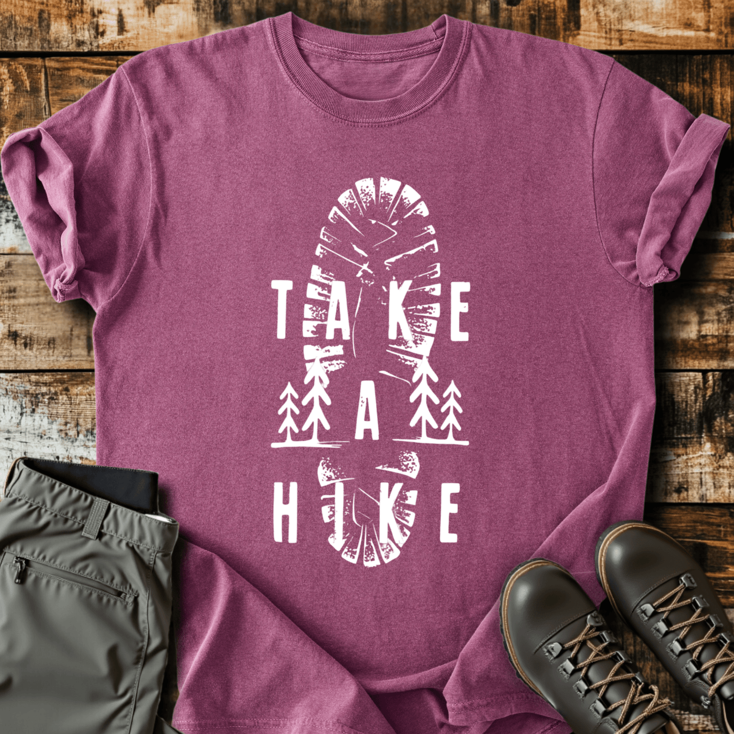 Take A Hike Boot Print T-shirt