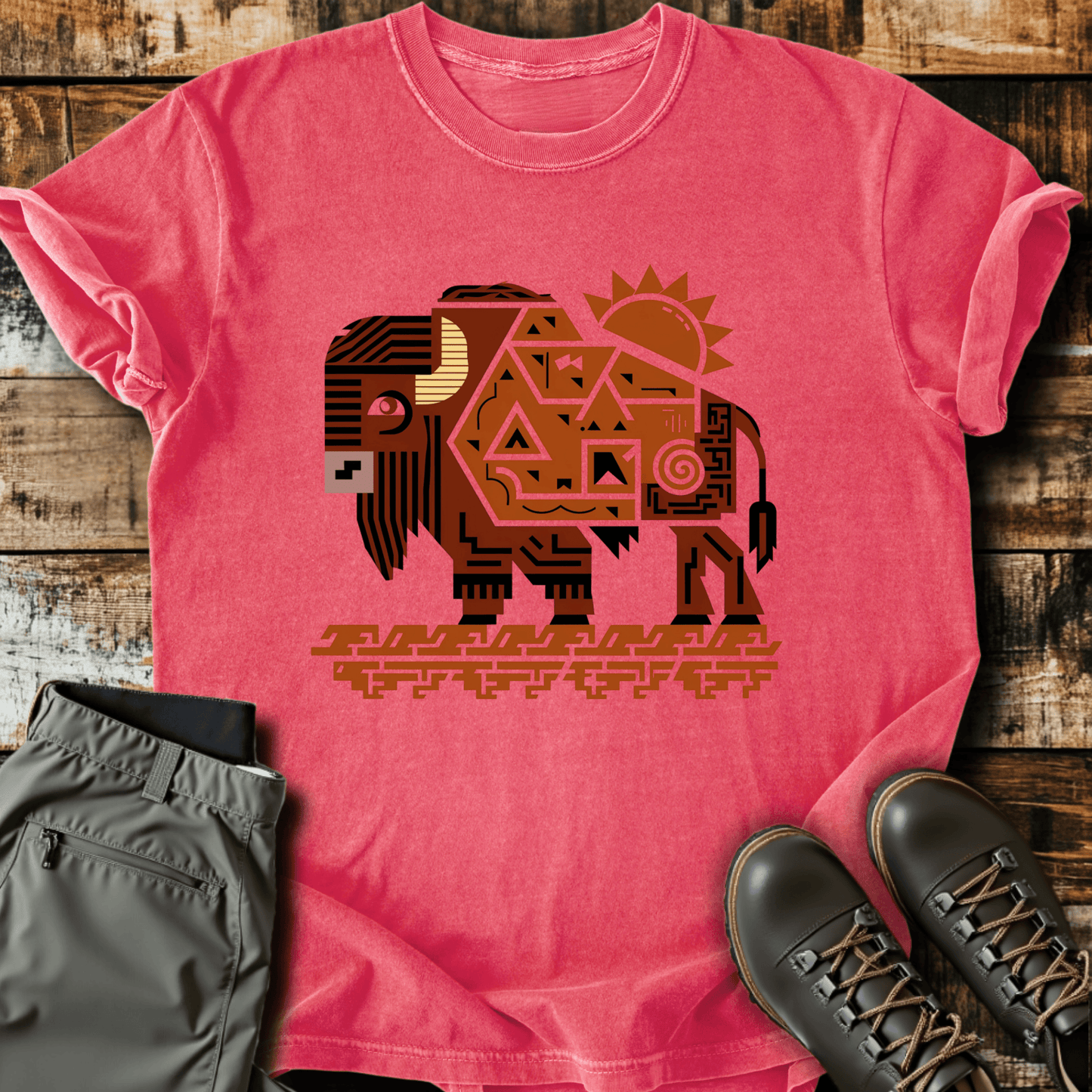 Geometric Bison T-Shirt