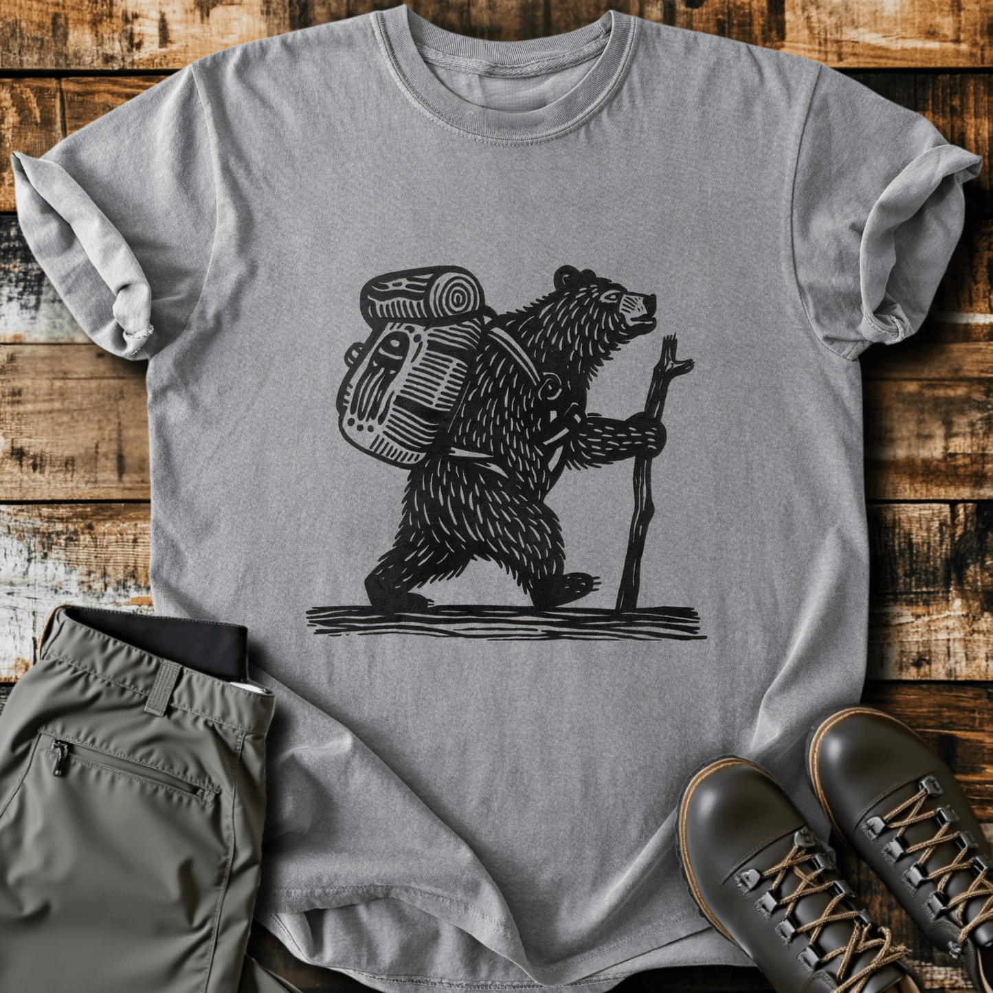 Tribal Hiking Bear T-shirt