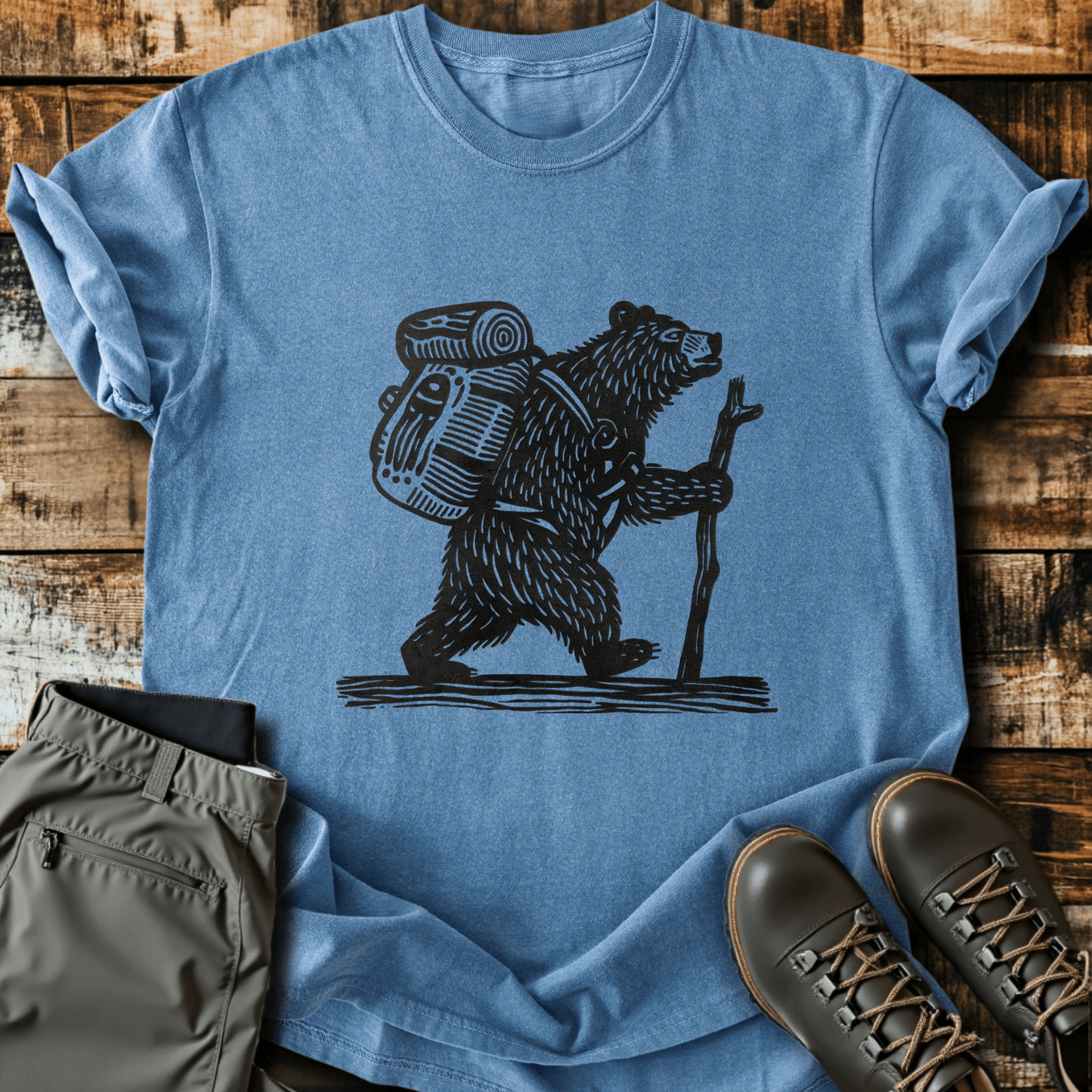 Tribal Hiking Bear T-shirt