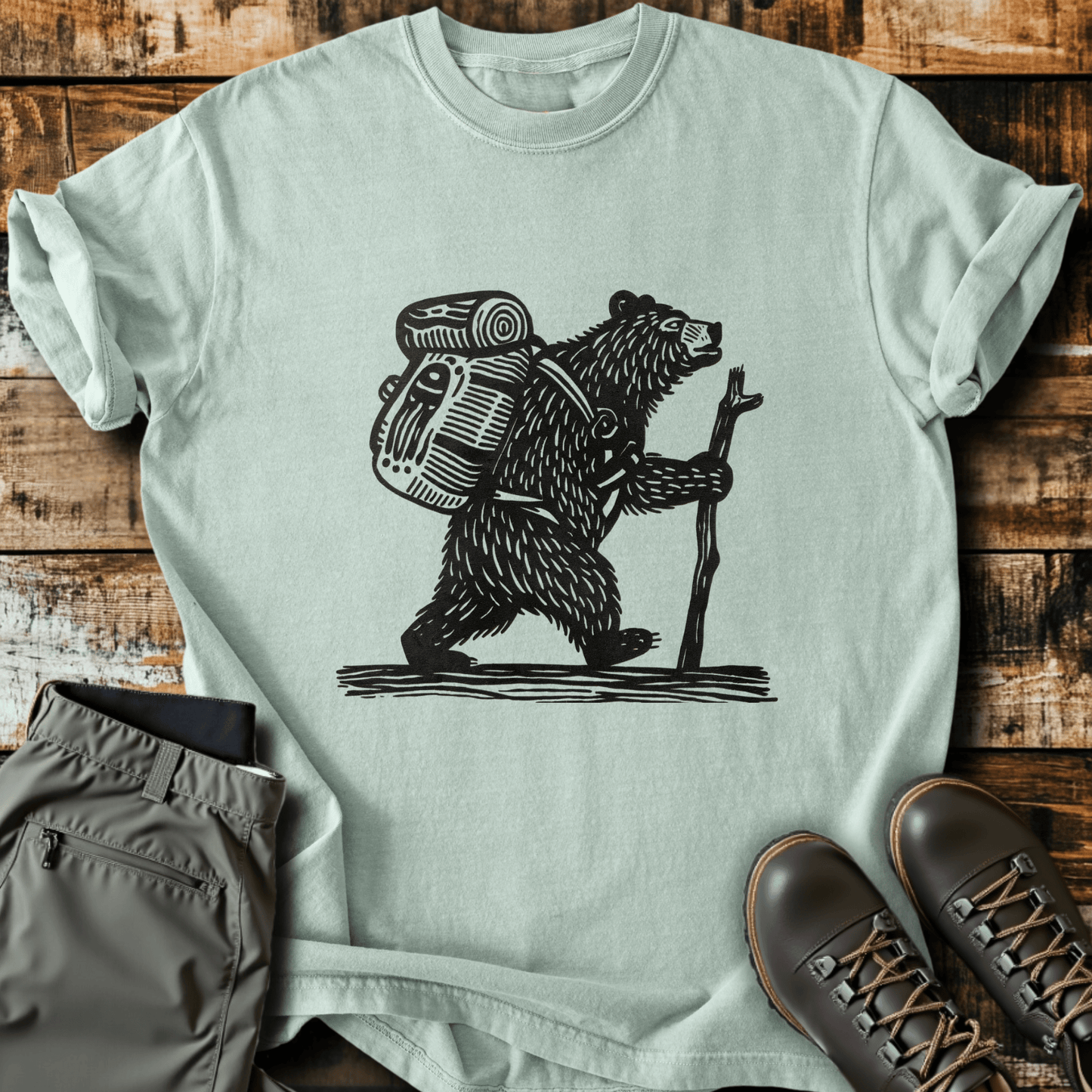 Tribal Hiking Bear T-shirt