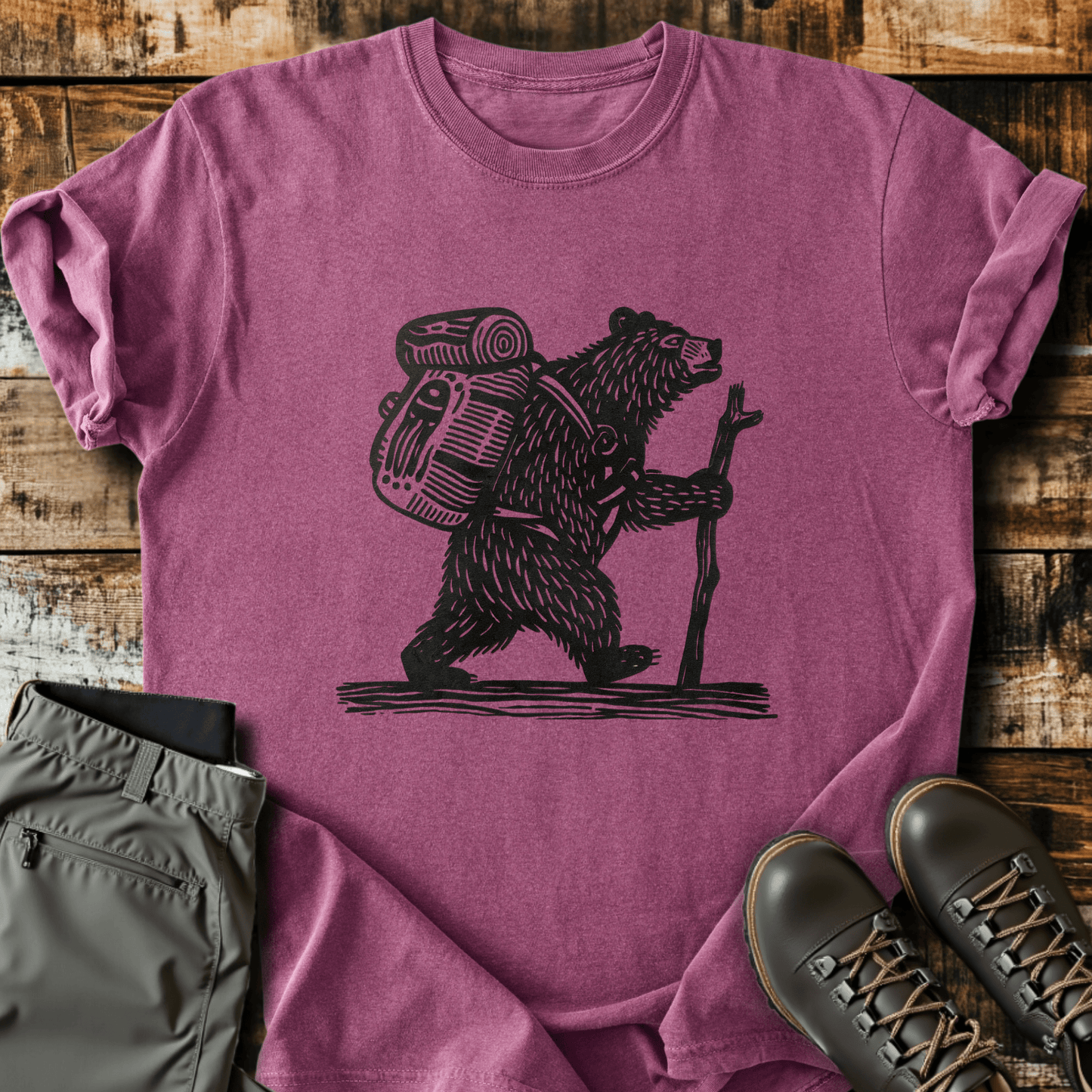 Tribal Hiking Bear T-shirt