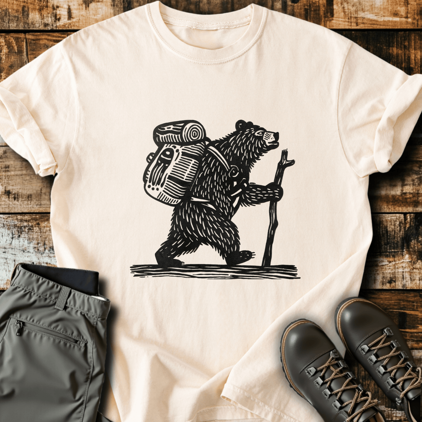 Tribal Hiking Bear T-shirt