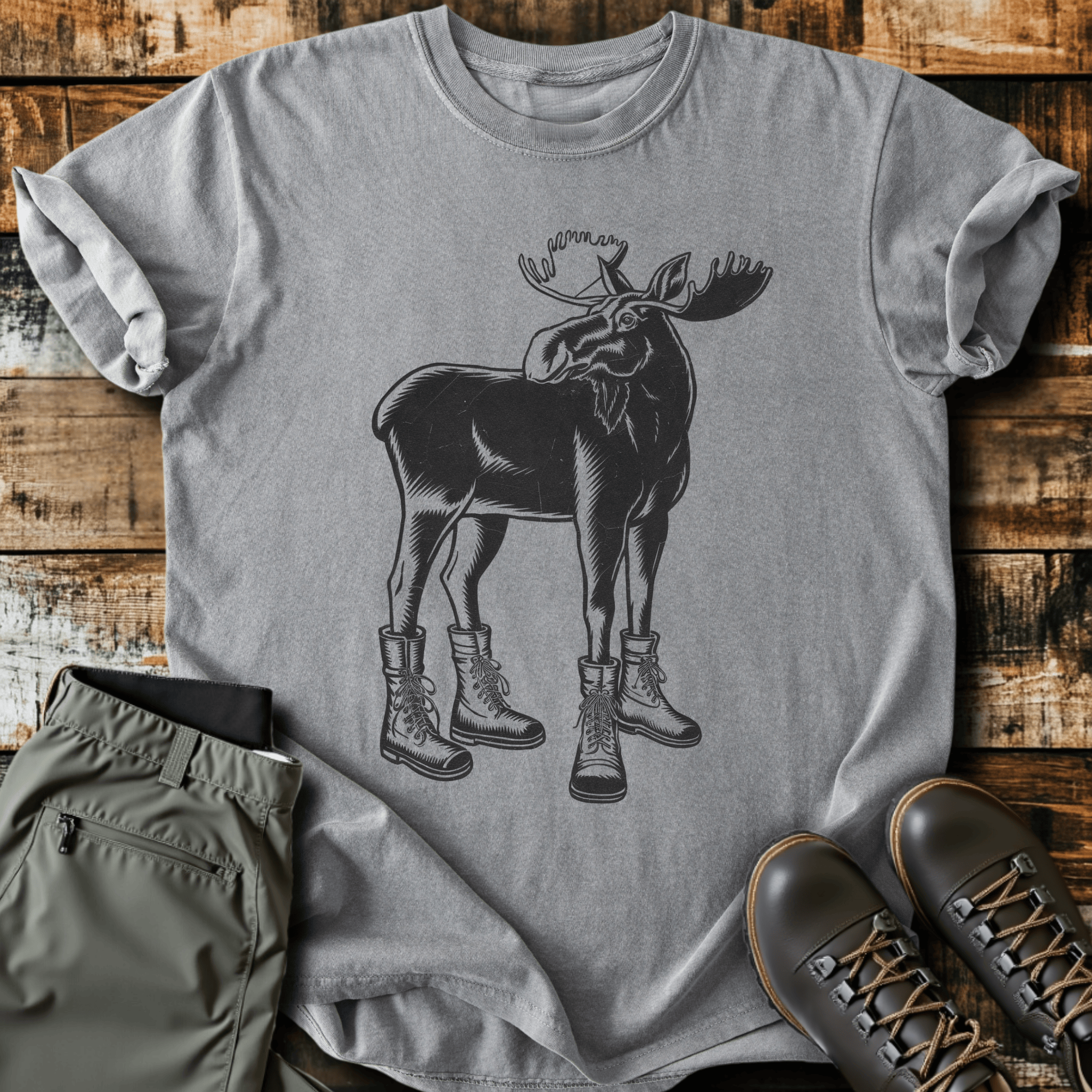 Moose In Boots T-Shirt β Sloth Hiking Club