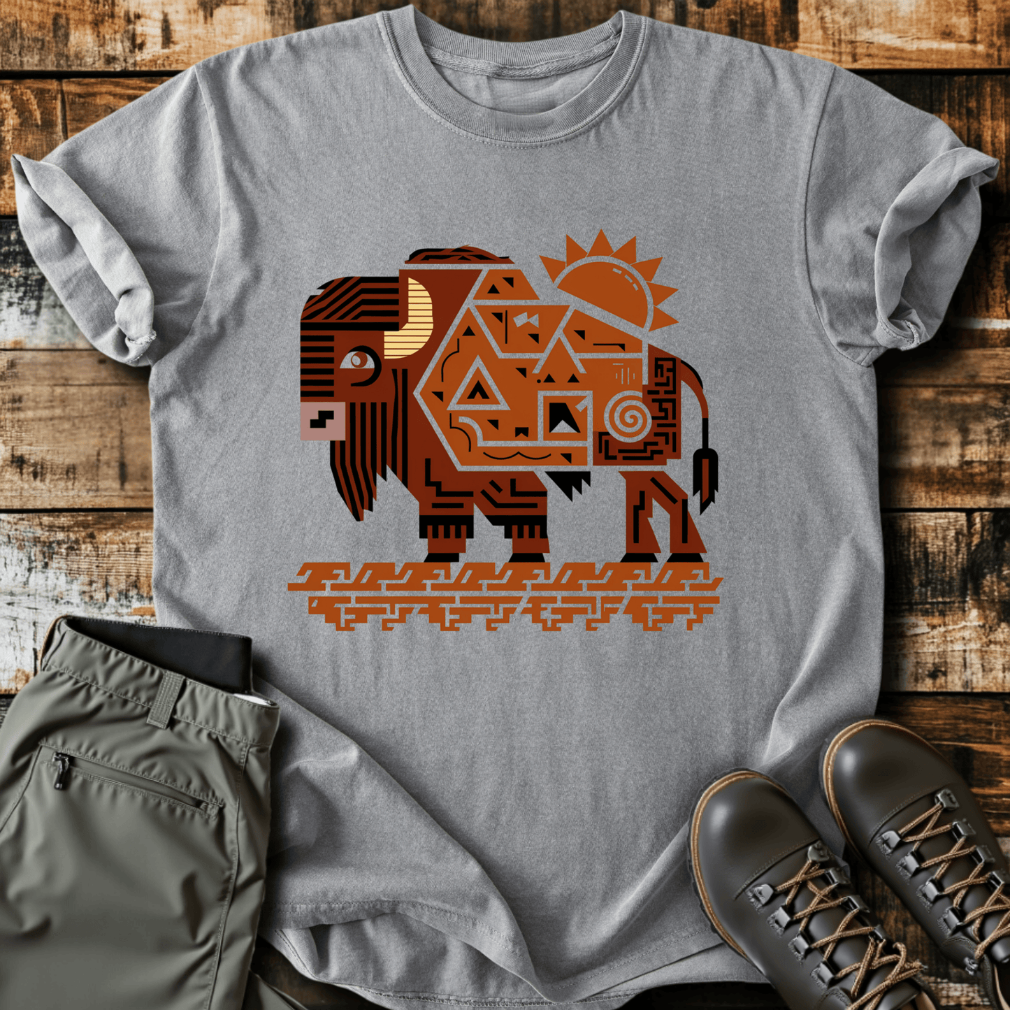 Geometric Bison T-Shirt