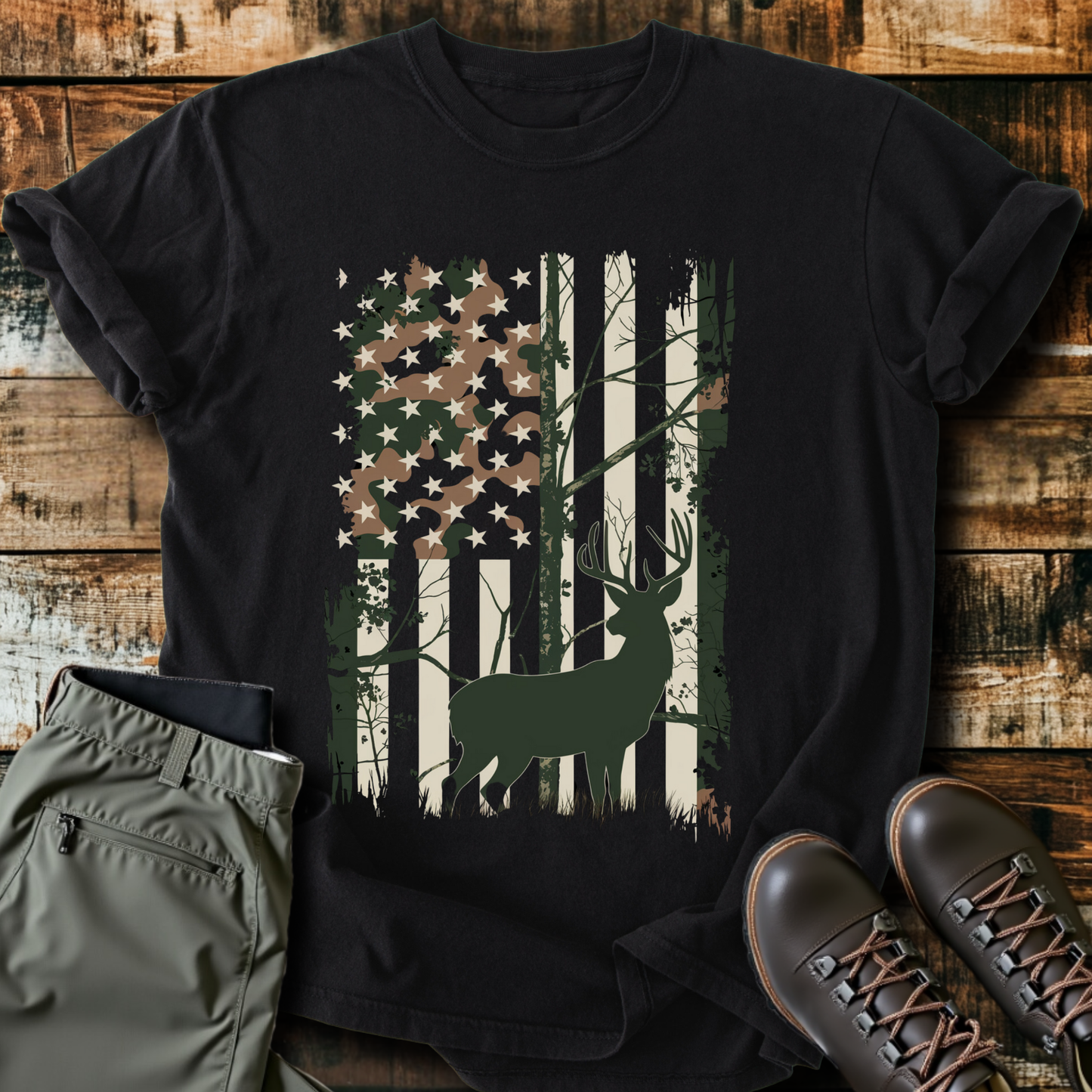 Stag American Flag T-Shirt