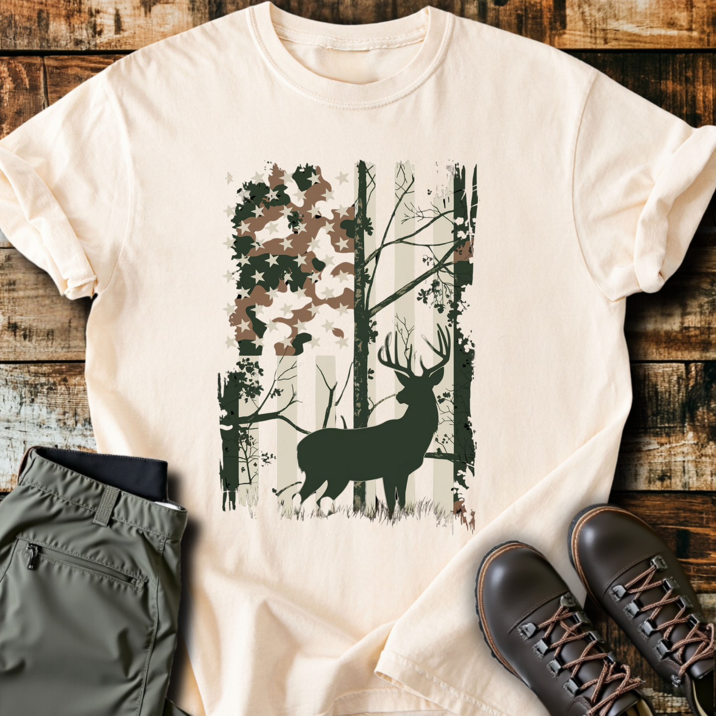 Stag American Flag T-Shirt