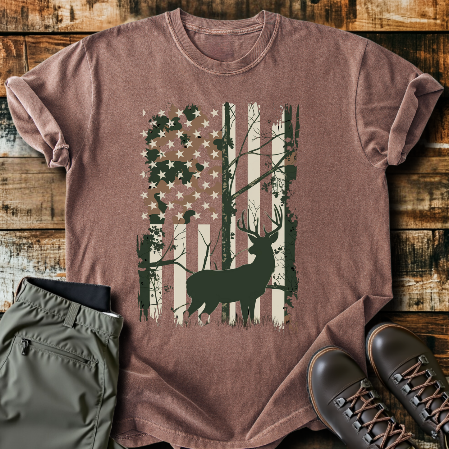 Stag American Flag T-Shirt