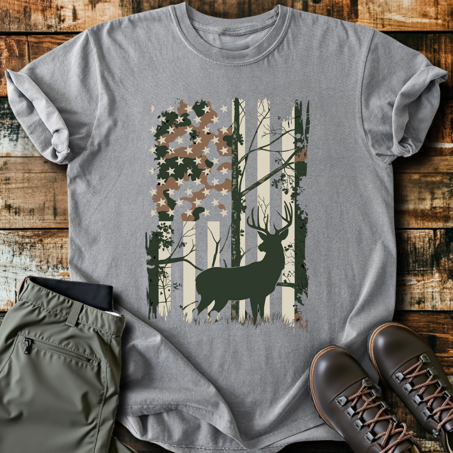 Stag American Flag T-Shirt