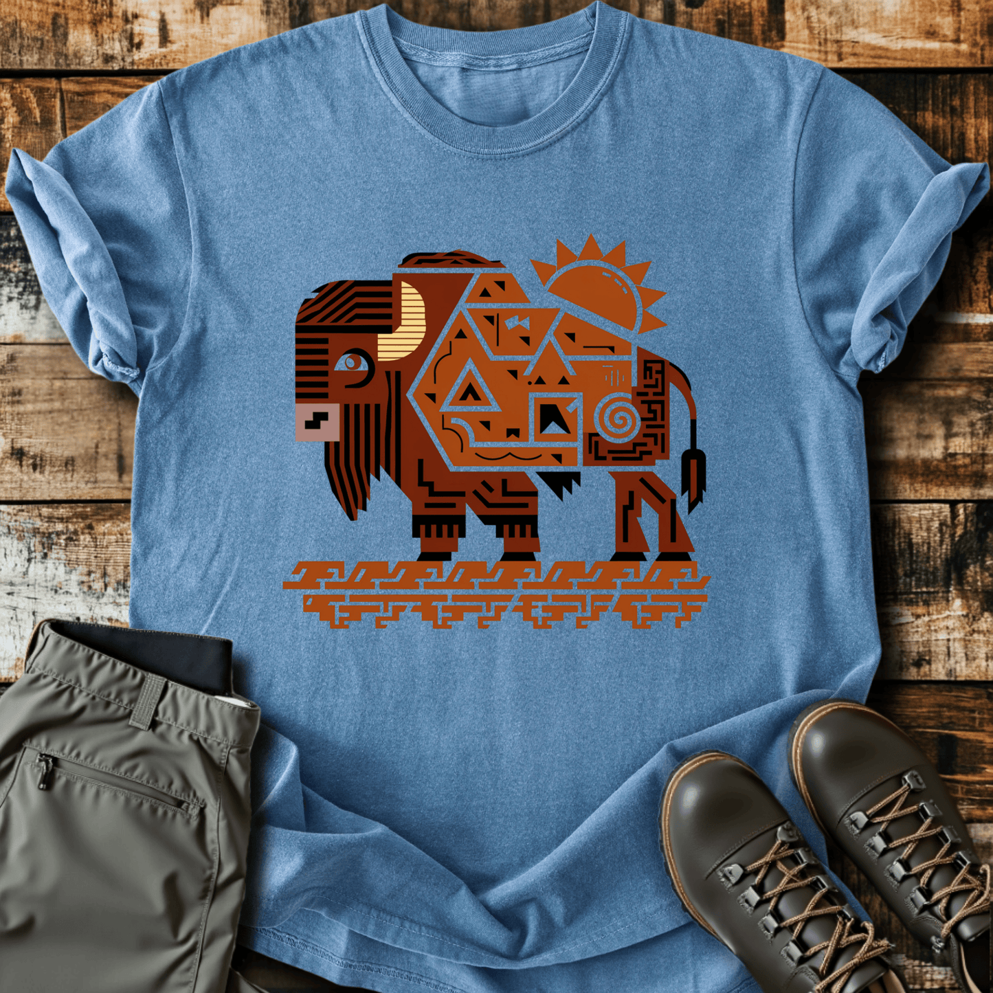 Geometric Bison T-Shirt