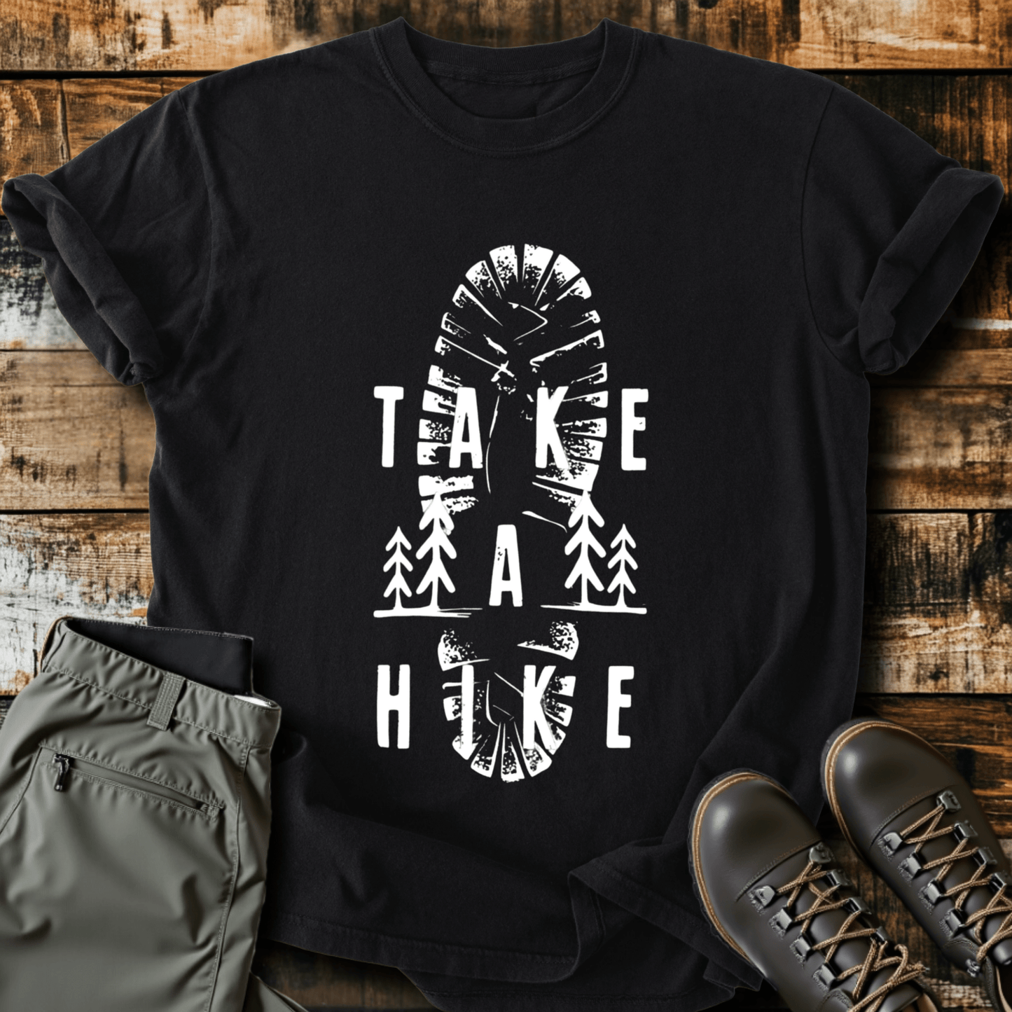 Take A Hike Boot Print T-shirt