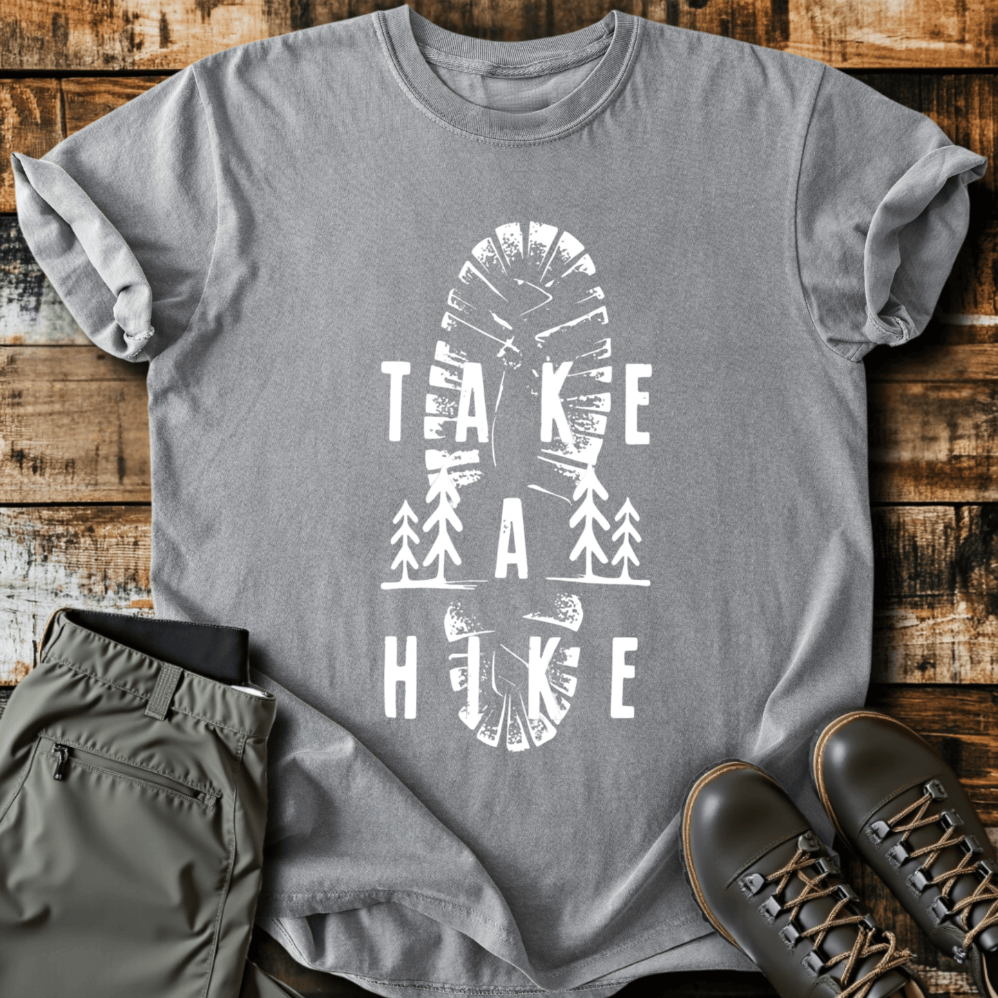 Take A Hike Boot Print T-shirt