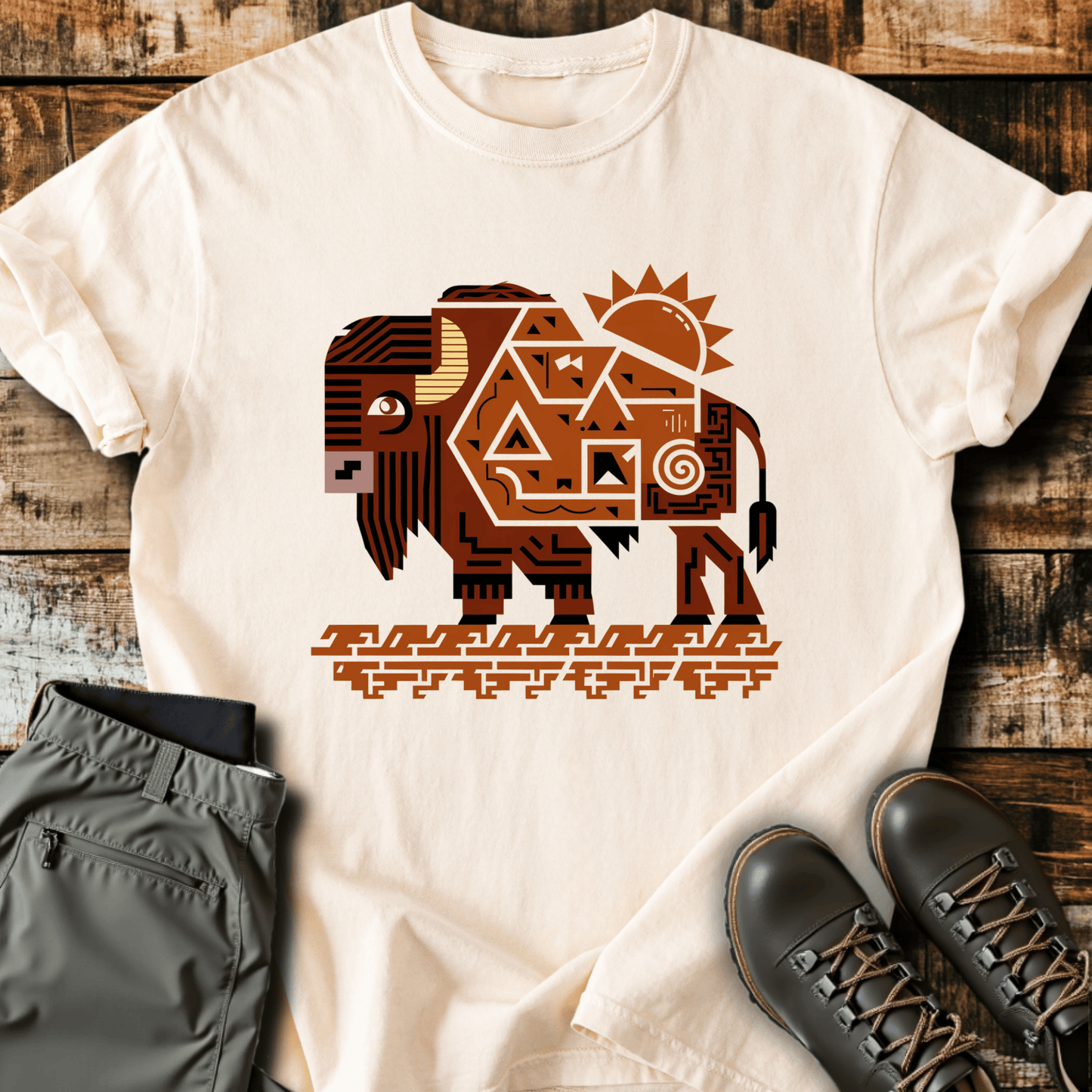 Geometric Bison T-Shirt