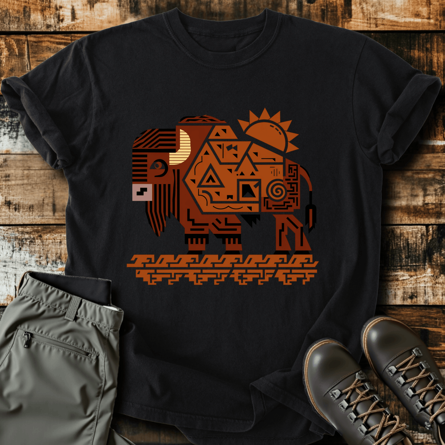 Geometric Bison T-Shirt