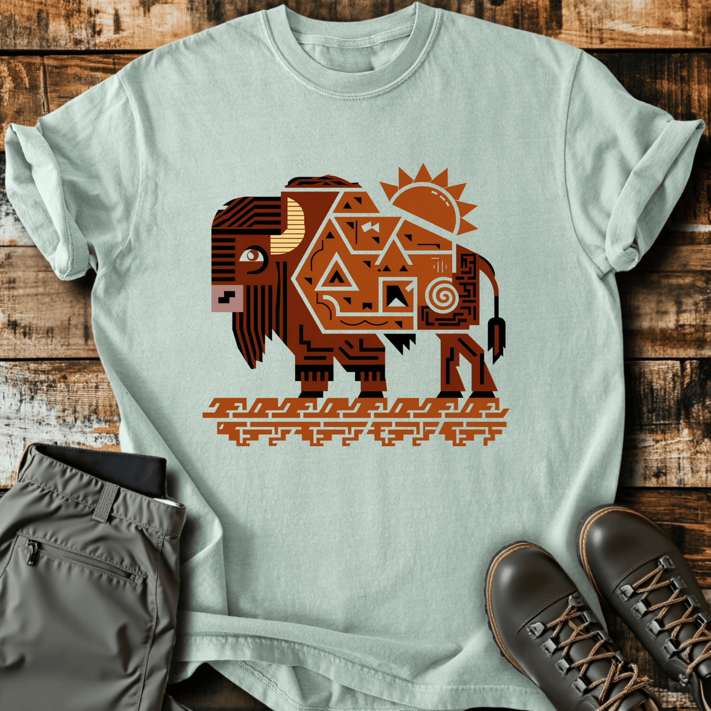 Geometric Bison T-Shirt