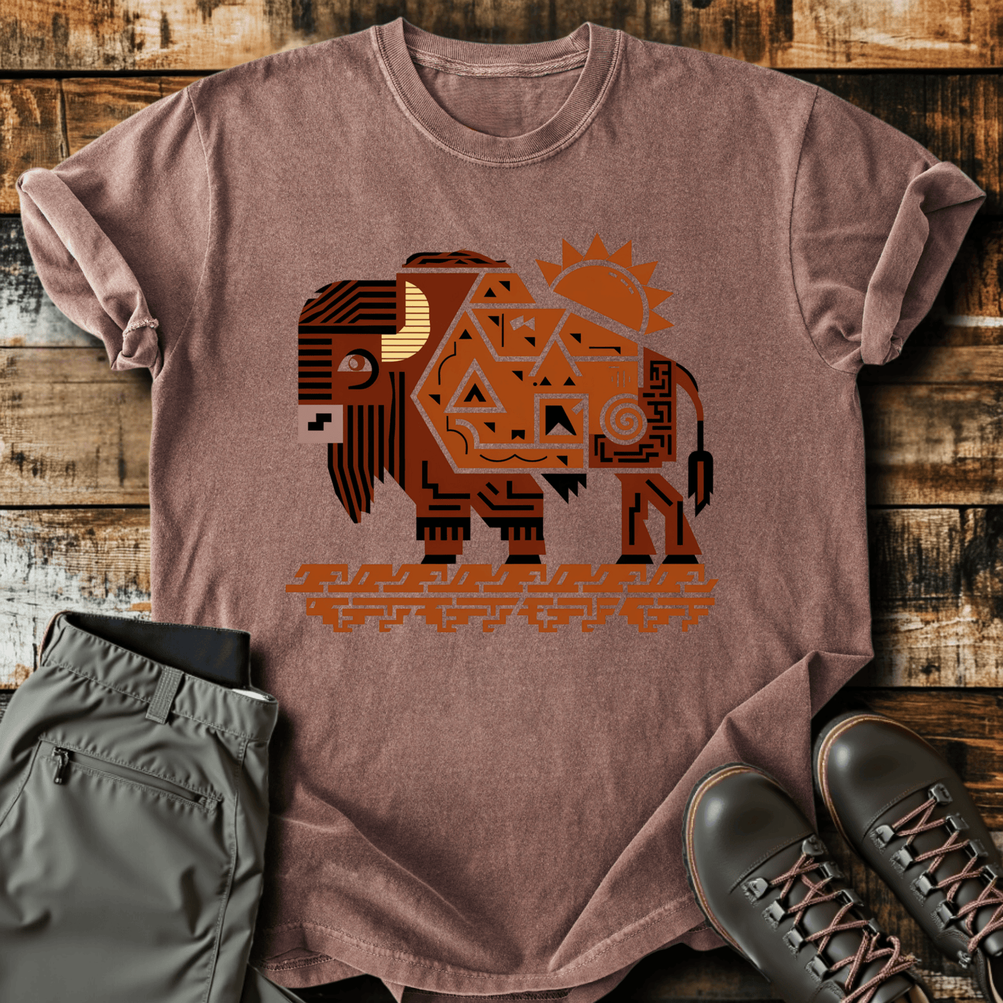 Geometric Bison T-Shirt