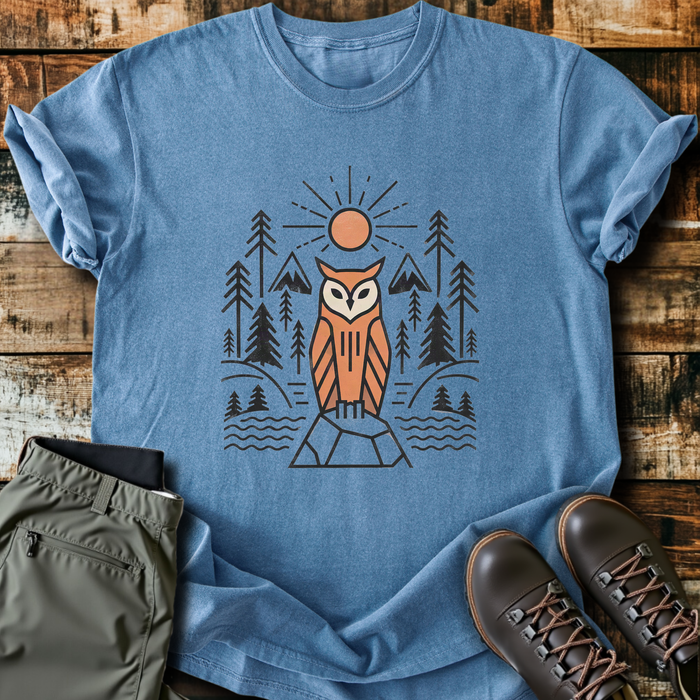 Geometric Owl Sunrise T-Shirt
